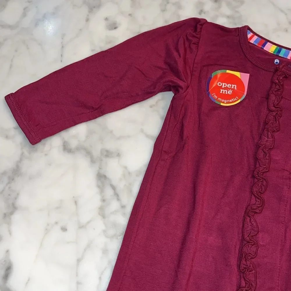 NWT MAGNETIC ME BEAUTIFUL BORDEAUX RUFFLE FOOTIE